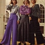 izrazito zvonaste pantalone- suknja-nakit 70-tih